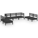 7 Piece Garden Lounge Set Black Solid Pinewood