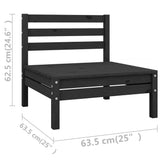 7 Piece Garden Lounge Set Black Solid Pinewood