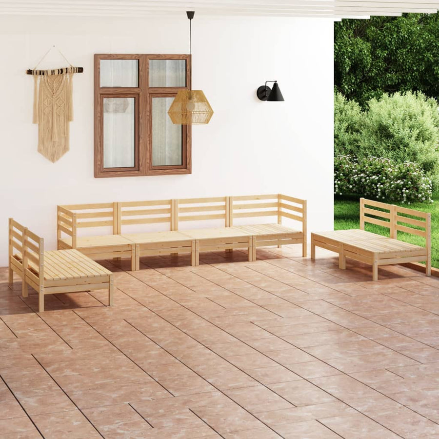 8 Piece Garden Lounge Set Solid Pinewood