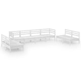 8 Piece Garden Lounge Set White Solid Pinewood - Front View