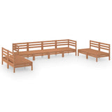 8 Piece Garden Lounge Set Honey Brown Solid Pinewood - Front View