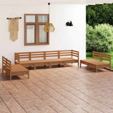 8 Piece Garden Lounge Set Honey Brown Solid Pinewood