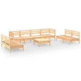 9 Piece Garden Lounge Set Solid Pinewood - Front View