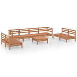 9 Piece Garden Lounge Set Honey Brown Solid Pinewood