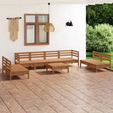 9 Piece Garden Lounge Set Honey Brown Solid Pinewood