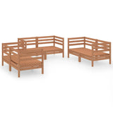 6 Piece Garden Lounge Set Honey Brown Solid Pinewood - Front View