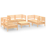 7 Piece Garden Lounge Set Solid Pinewood - Front View