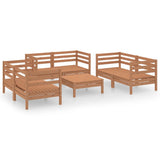 7 Piece Garden Lounge Set Honey Brown Solid Pinewood