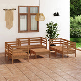 7 Piece Garden Lounge Set Honey Brown Solid Pinewood