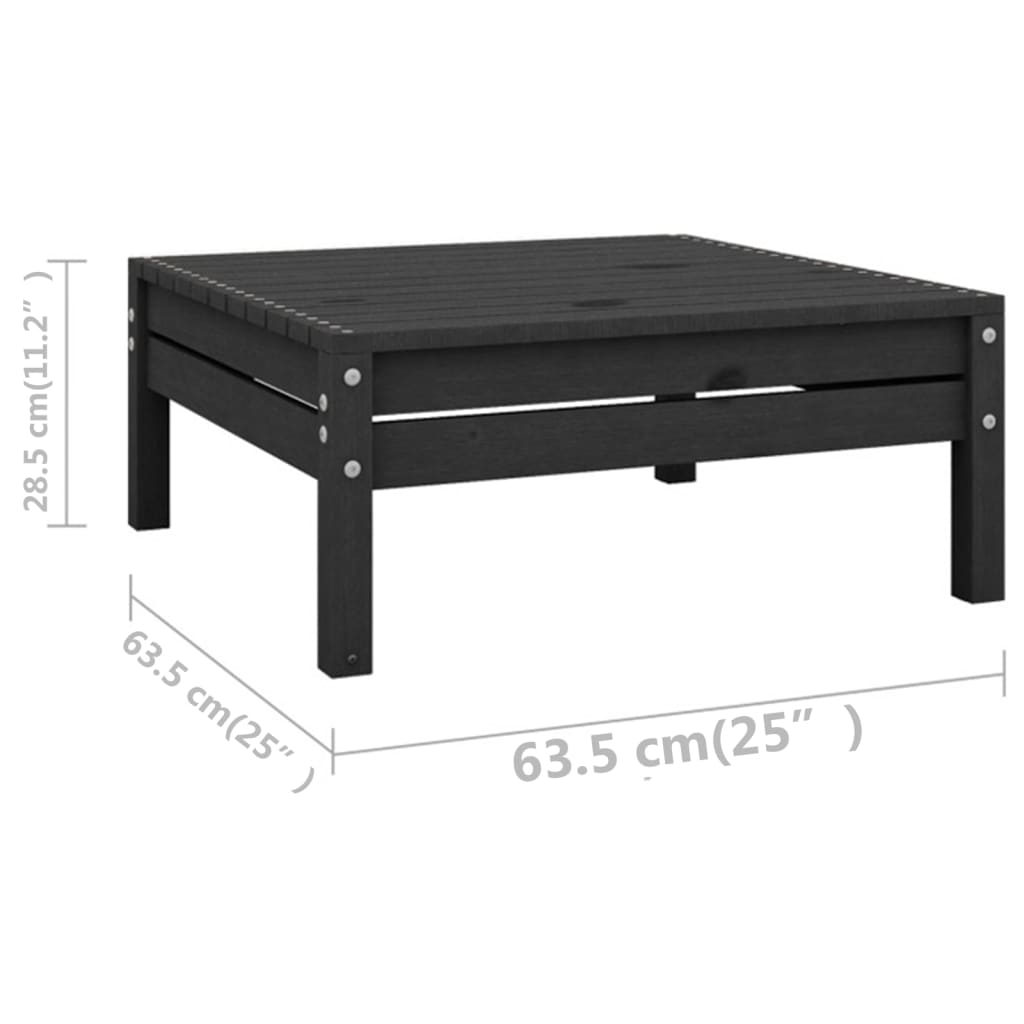 7 Piece Garden Lounge Set Black Solid Pinewood