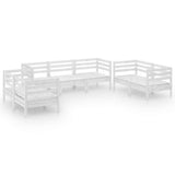 7 Piece Garden Lounge Set White Solid Pinewood - Front View