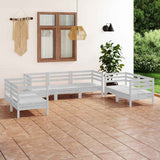 7 Piece Garden Lounge Set White Solid Pinewood