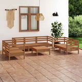 8 Piece Garden Lounge Set Honey Brown Solid Pinewood