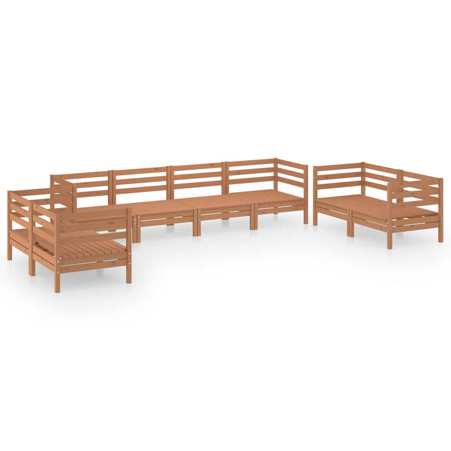 8 Piece Garden Lounge Set Honey Brown Solid Pinewood