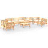 9 Piece Garden Lounge Set Solid Pinewood - Front View