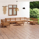 9 Piece Garden Lounge Set Honey Brown Solid Pinewood