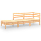 3 Piece Garden Lounge Set Solid Wood Pine - Front View