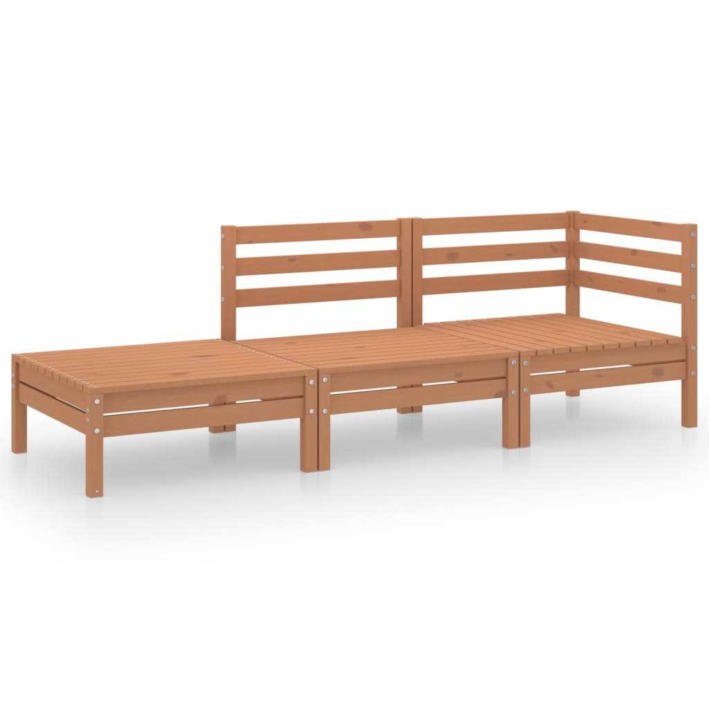 3 Piece Garden Lounge Set Honey Brown Solid Wood Pine
