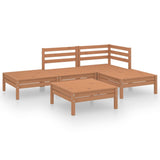 5 Piece Garden Lounge Set Solid Pinewood Honey Brown