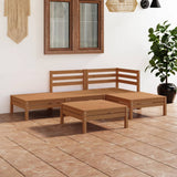 5 Piece Garden Lounge Set Solid Pinewood Honey Brown