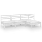 4 Piece Garden Lounge Set Solid Pinewood White - Front View