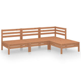 4 Piece Garden Lounge Set Solid Pinewood Honey Brown - Front View