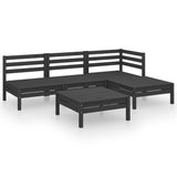 5 Piece Garden Lounge Set Solid Pinewood Black