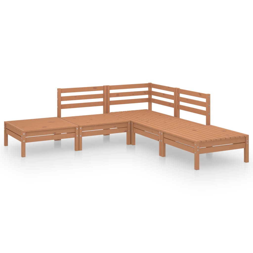 5 Piece Garden Lounge Set Solid Pinewood Honey Brown