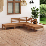 5 Piece Garden Lounge Set Solid Pinewood Honey Brown