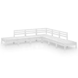 7 Piece Garden Lounge Set Solid Pinewood White - Front View