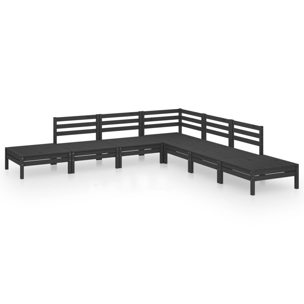 7 Piece Garden Lounge Set Solid Pinewood Black