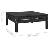 7 Piece Garden Lounge Set Solid Pinewood Black - Low Angle