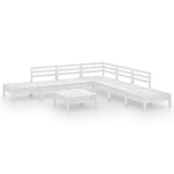 8 Piece Garden Lounge Set Solid Pinewood White - Front View
