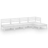 5 Piece Garden Lounge Set Solid Pinewood White