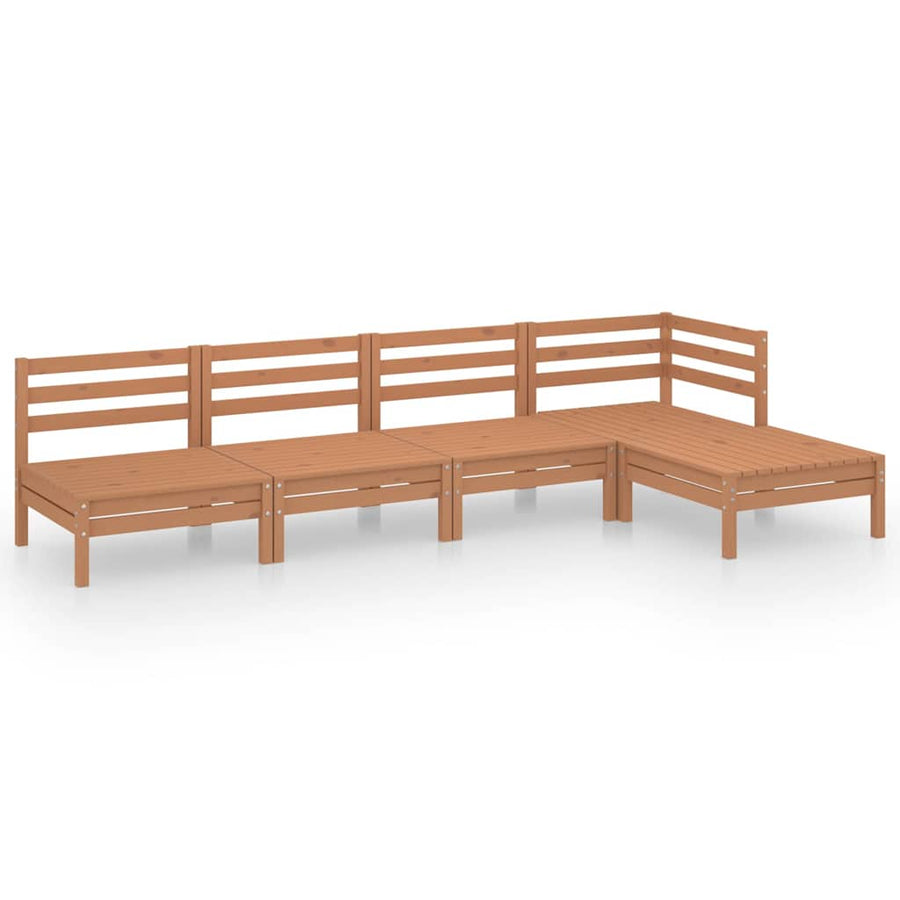 5 Piece Garden Lounge Set Solid Pinewood Honey Brown