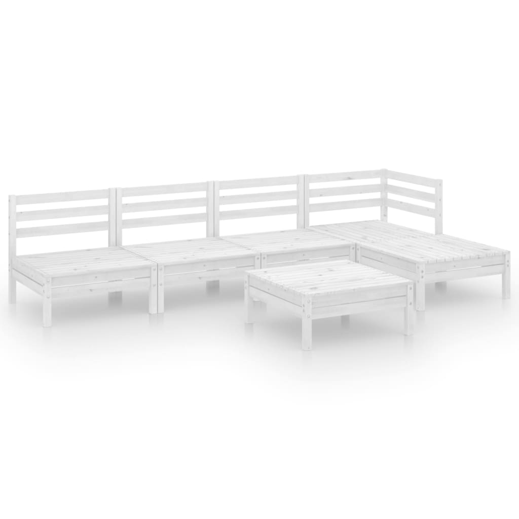 6 Piece Garden Lounge Set Solid Pinewood White
