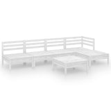 6 Piece Garden Lounge Set Solid Pinewood White