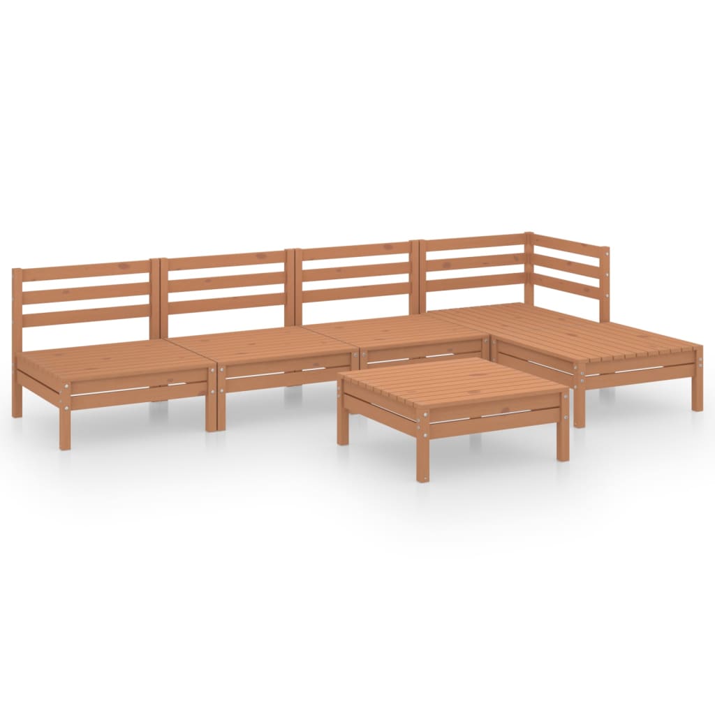 6 Piece Garden Lounge Set Solid Pinewood Honey Brown