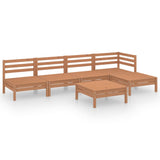 6 Piece Garden Lounge Set Solid Pinewood Honey Brown - Front View