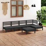 6 Piece Garden Lounge Set Solid Pinewood Black
