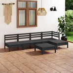 6 Piece Garden Lounge Set Solid Pinewood Black