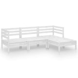 4 Piece Garden Lounge Set Solid Pinewood White - Front View