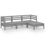 4 Piece Garden Lounge Set Solid Pinewood Grey