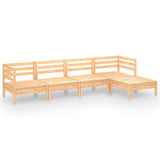 5 Piece Garden Lounge Set Solid Pinewood - Front View