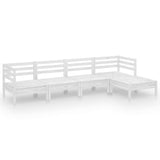 5 Piece Garden Lounge Set Solid Pinewood White - Front View