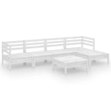 6 Piece Garden Lounge Set Solid Pinewood White - Front View