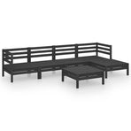6 Piece Garden Lounge Set Solid Pinewood Black