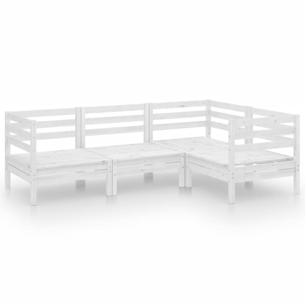 4 Piece Garden Lounge Set Solid Pinewood White