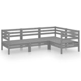4 Piece Garden Lounge Set Solid Pinewood Grey