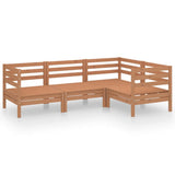 4 Piece Garden Lounge Set Solid Pinewood Honey Brown - Front View